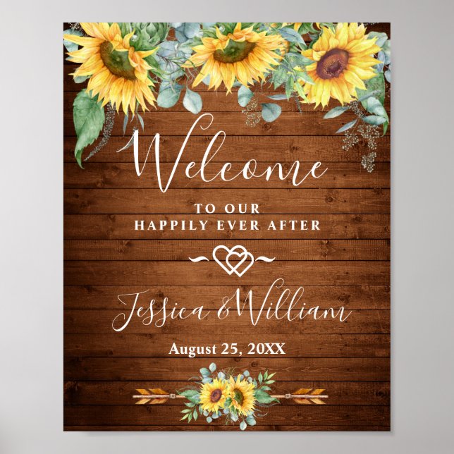 Affiche de bienvenue Mariage rustique des tourneso (Devant)