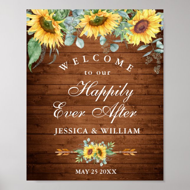 Affiche de bienvenue Mariage rustique des tourneso (Devant)