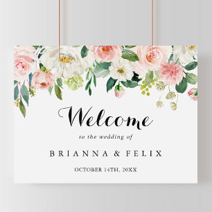 Affiche de bienvenue Mariage simple de feuillage v