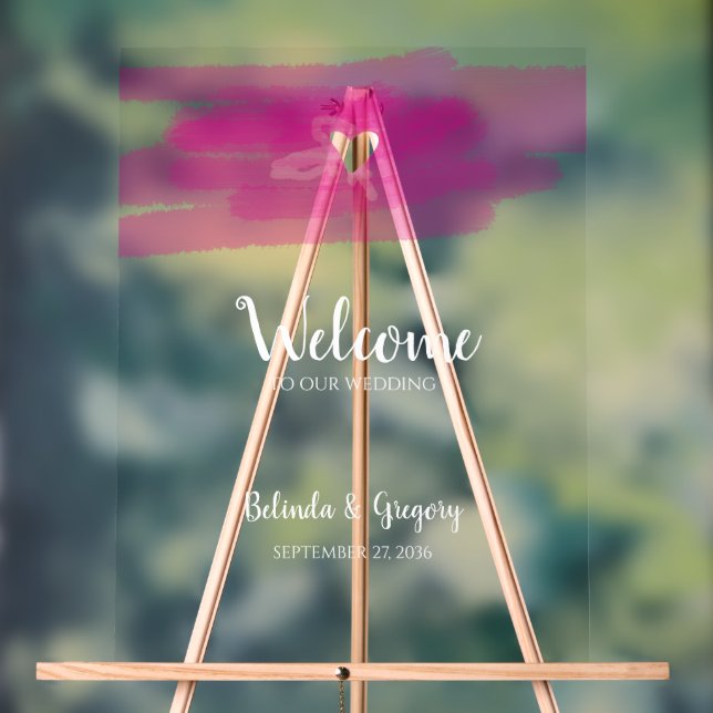 Affiche de bienvenue Mariage simple de peinture et (Neutre)