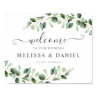 Affiche de bienvenue Mariage simple Eucalyptus Gre
