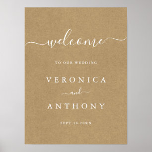 Affiche de bienvenue Mariage simple Faux Rustic Kr