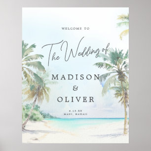 Affiche de bienvenue Mariage Tropical Beach Palm T