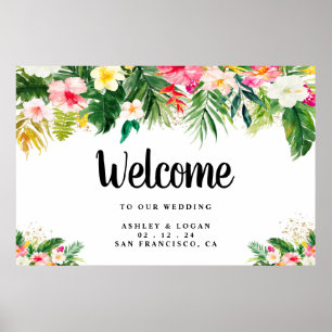 Affiche de bienvenue Mariage tropicale