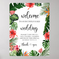 Affiche de bienvenue Mariage tropicale non branché