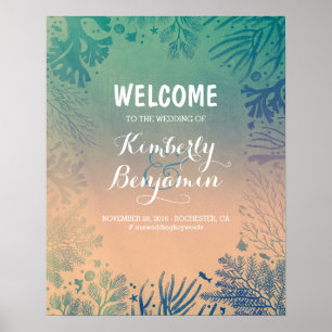 Affiche de bienvenue Mariage Turquoise Tropical Be