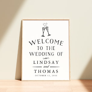 Affiche de bienvenue Mariage vintage illustré