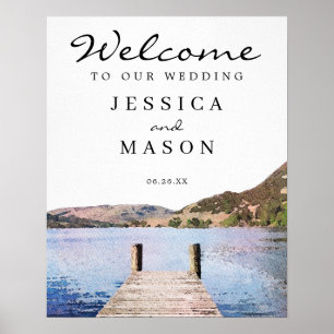 Affiche de bienvenue Mariage Watercolor Lake
