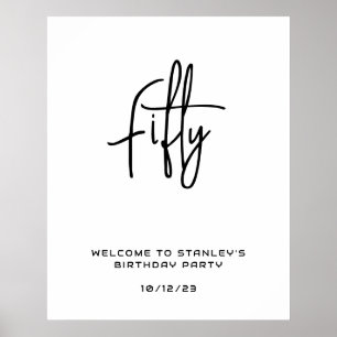 Affiche de bienvenue minimaliste de 50 ans blanc