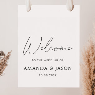 Affiche de bienvenue minimaliste de Mariage noir b
