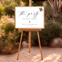 Affiche de bienvenue minimaliste Mariage papillon
