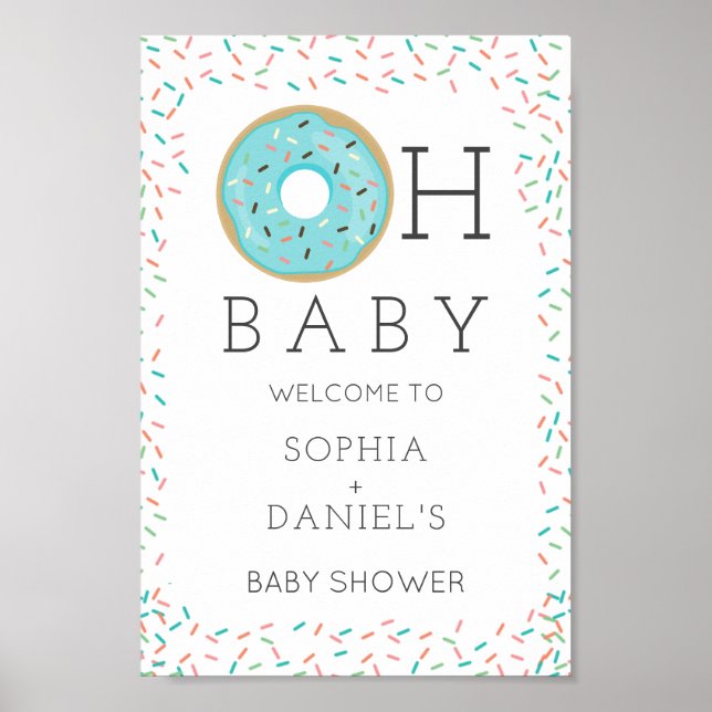 Affiche de bienvenue moderne Baby shower de beigne (Devant)