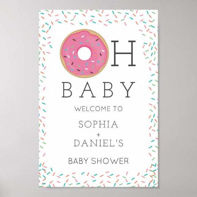 Affiche de bienvenue moderne Baby shower de beigne (Devant)