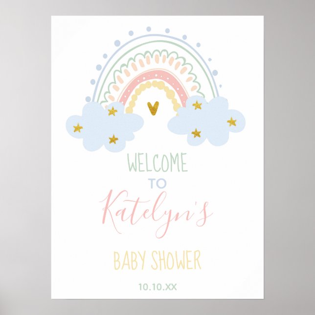 Affiche de bienvenue Pastel Rainbow (Devant)