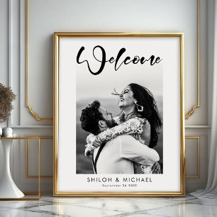 Affiche de bienvenue photo Mariage de script éléga