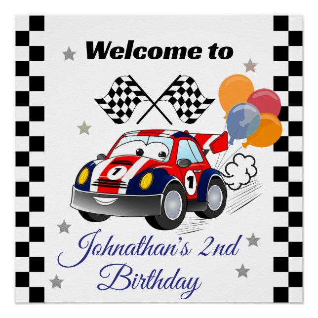 Affiche de bienvenue pour anniversaire de course (Devant)