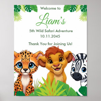 Affiche de bienvenue pour anniversaire Safari Jung