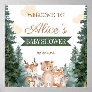 Affiche de bienvenue pour Baby Shower Animaux de l