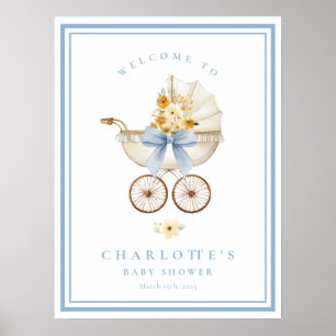 Affiche de bienvenue pour Baby Shower Bleu Pouss