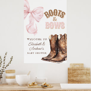 Affiche de bienvenue pour Baby Shower Boots & Bows