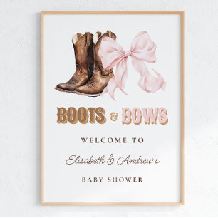 Affiche de bienvenue pour Baby Shower Boots & Bows