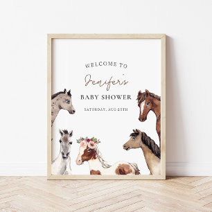 Affiche de bienvenue pour baby shower Cheval