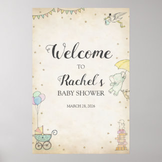Affiche de bienvenue pour Baby Shower de conte de