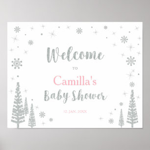 Affiche de bienvenue pour Baby shower d'hiver, Fil