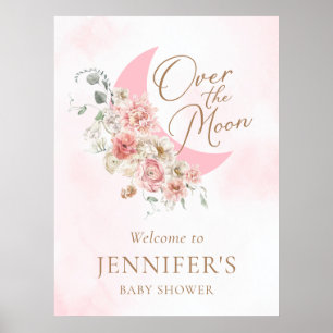 Affiche de bienvenue pour Baby Shower rose Over th