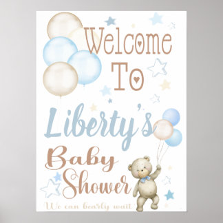 Affiche de bienvenue pour Baby Shower Teddy Bear B