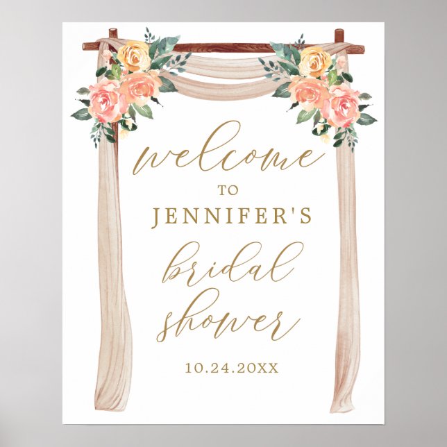Affiche de bienvenue pour la douche de mariée flor (Devant)