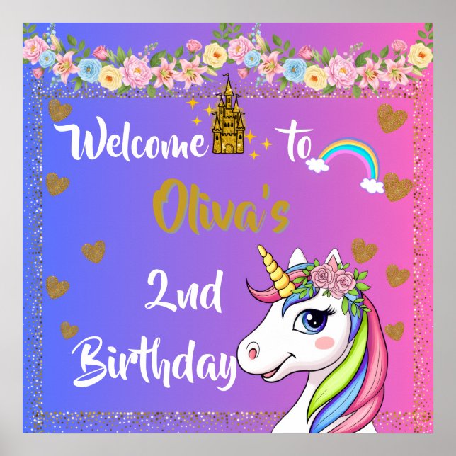 Affiche de bienvenue pour l'anniversaire de Rainbo (Devant)