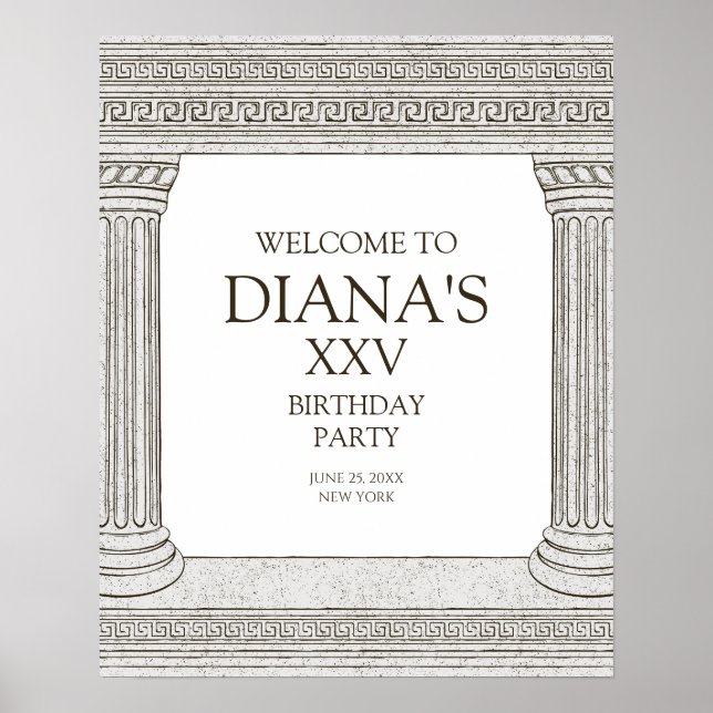Affiche de bienvenue pour toga party avec colonnes (Devant)
