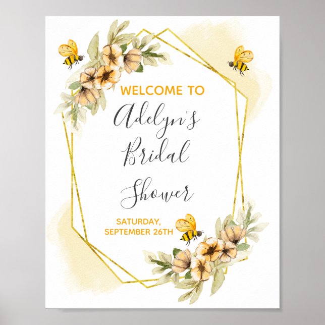 Affiche de bienvenue pour un mariage abeille (Devant)