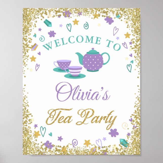 Affiche de bienvenue Purple Gold Parties scintilla (Devant)