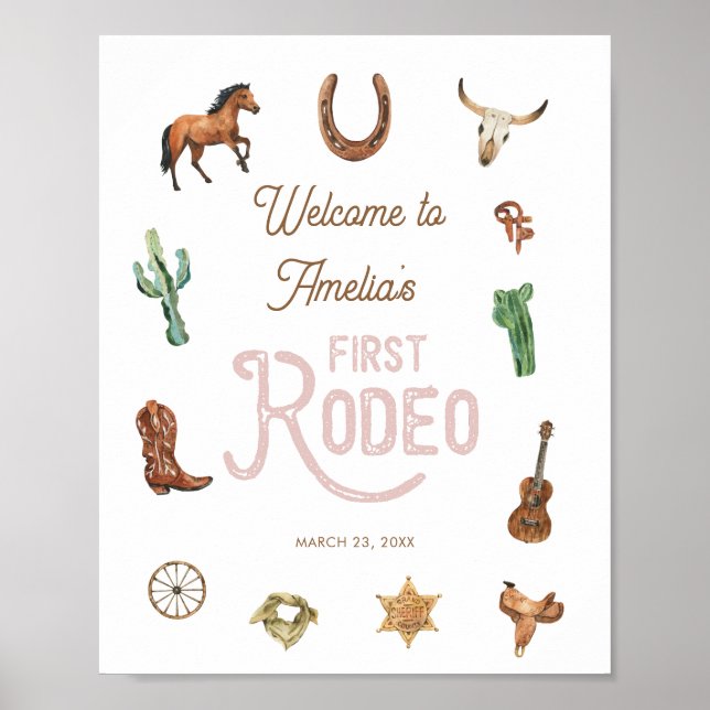 Affiche de bienvenue rodéo de premier anniversaire (Devant)