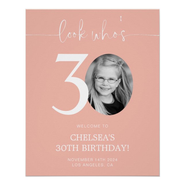Affiche de bienvenue rose 30e anniversaire | Regar (Devant)
