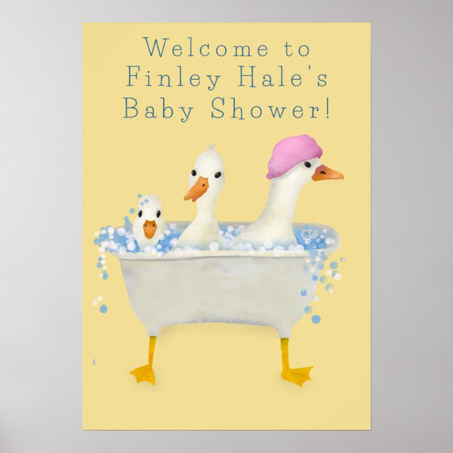 Affiche de bienvenue Rub a Dub Ducks pour Baby Sho (Devant)