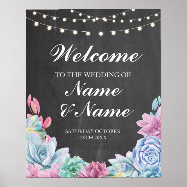 Affiche de bienvenue Sign Mariage Succulentes Affi (Devant)