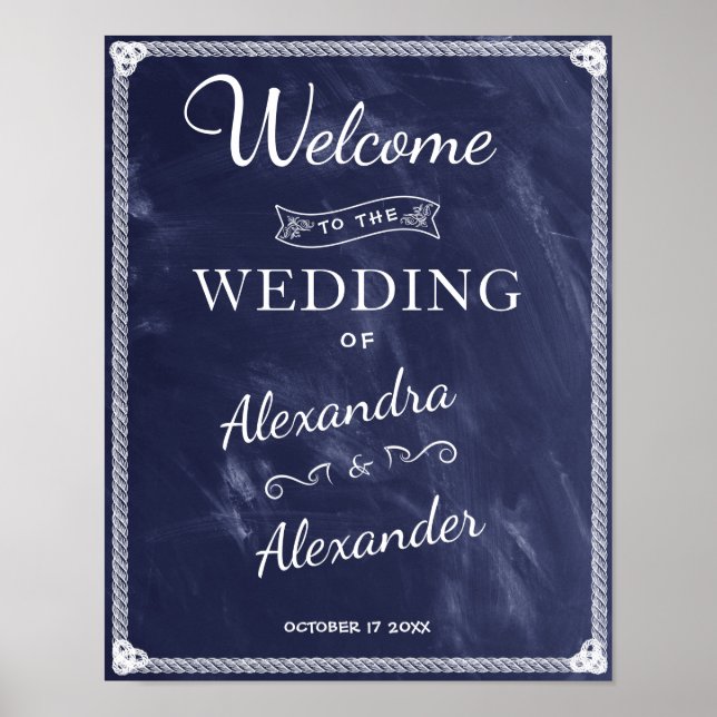 Affiche de bienvenue | Simple Mariage de carte ble (Devant)