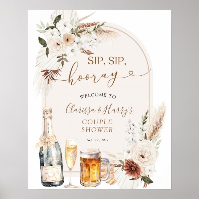 Affiche de bienvenue Sip Sip Hooray ivoire Beige B (Devant)