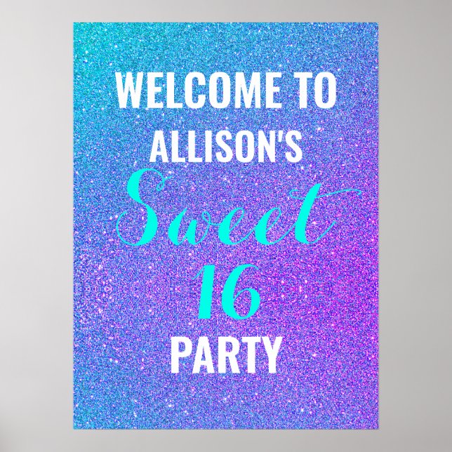 Affiche de bienvenue sweet sixteen Turquoise de Pa (Devant)