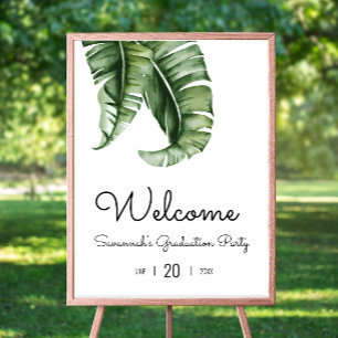 Affiche de bienvenue Tropical Green Leaf Graduatio