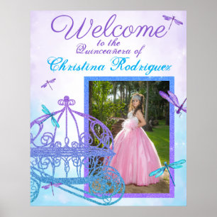 Affiche de bienvenue Turquoise & Purple Quinceañer