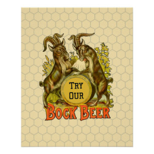 Affiche de bière Bock vintage : Antique Goat Saloo