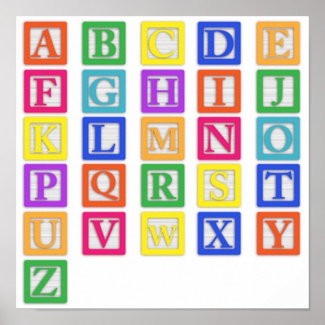 Affiche de blocs bébé alphabet (Devant)