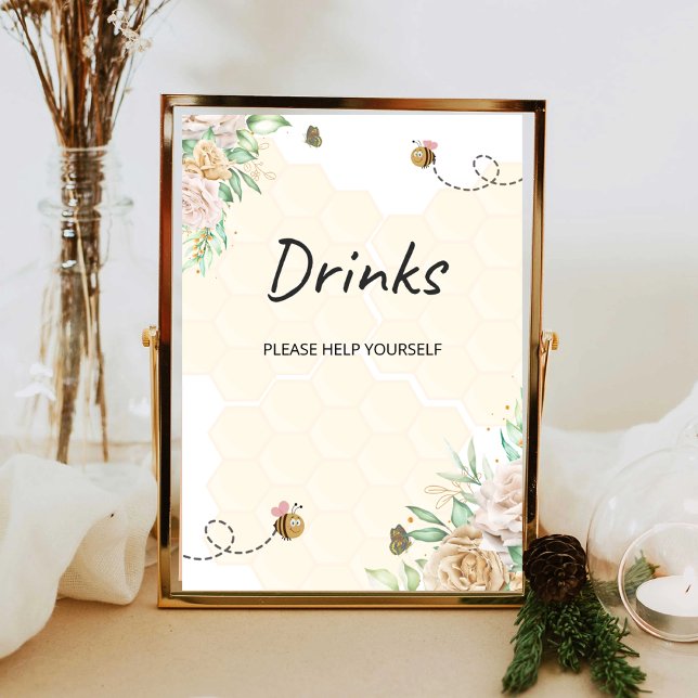 Affiche de boisson abeille aquarelle Servez-vous (Créateur téléchargé)