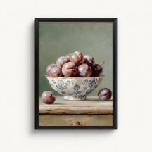 Affiche de bol de fruits à la prune antique