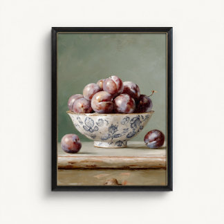 Affiche de bol de fruits à la prune antique