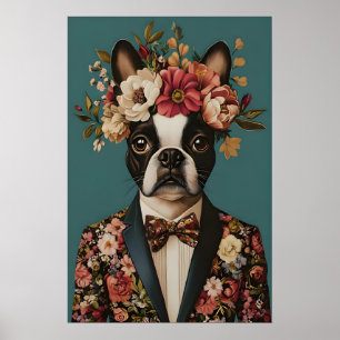 Affiche de Boston Terrier en costume, Boston Terri